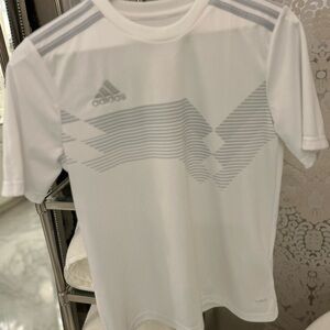 adidas White and Gray Kids Climalite Jersey T Shirt